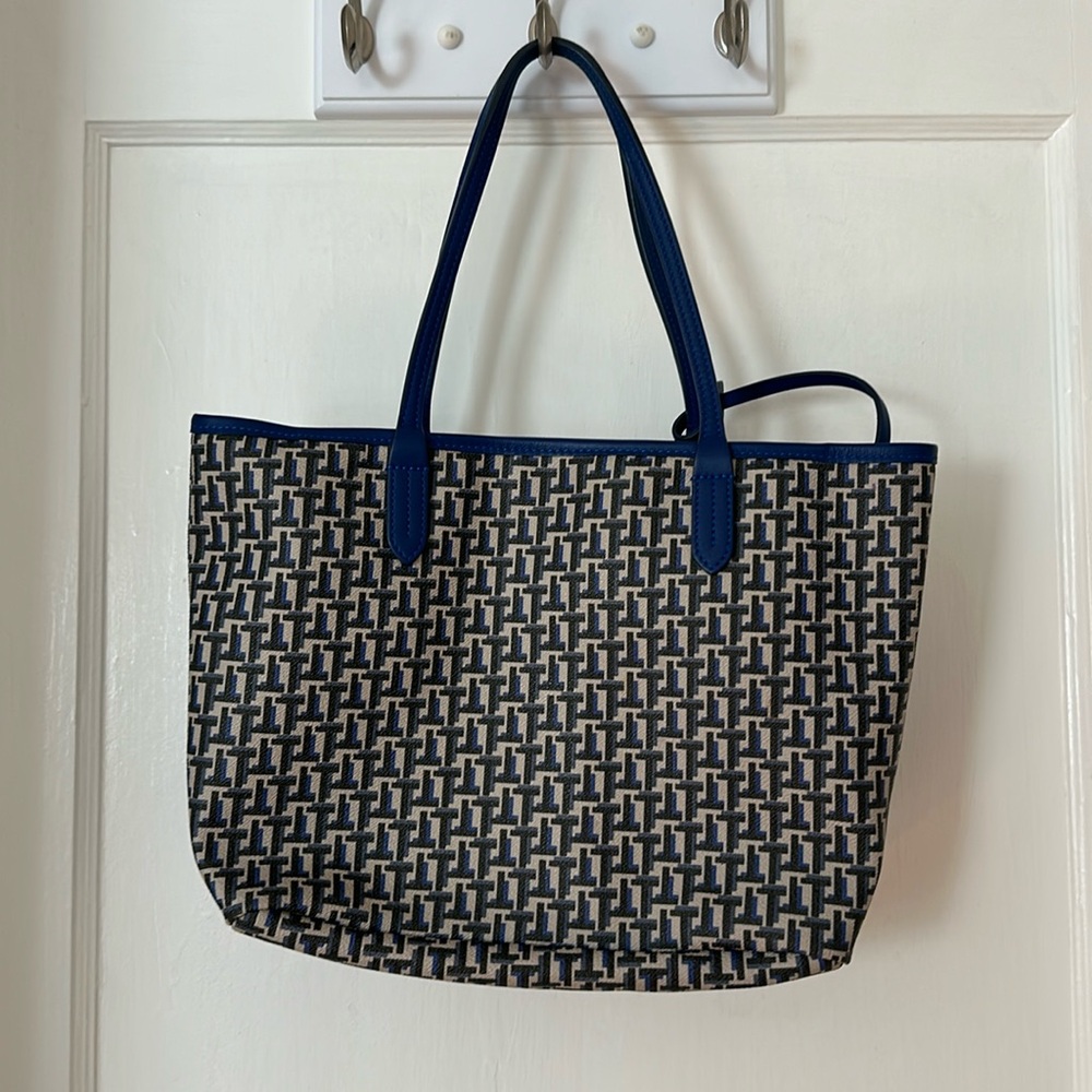Lê Tanneur small tote in calf leather top and coated canvas w/ removable pouch
